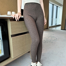 2025年秋季新款十二针平面针织羊绒打底裤时尚休闲通勤百搭，女装打底裤，高粱穗羊绒