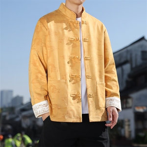 男士外套麂皮绒印花夹克盘扣立领唐装风 XZ1512-2508-P85图片