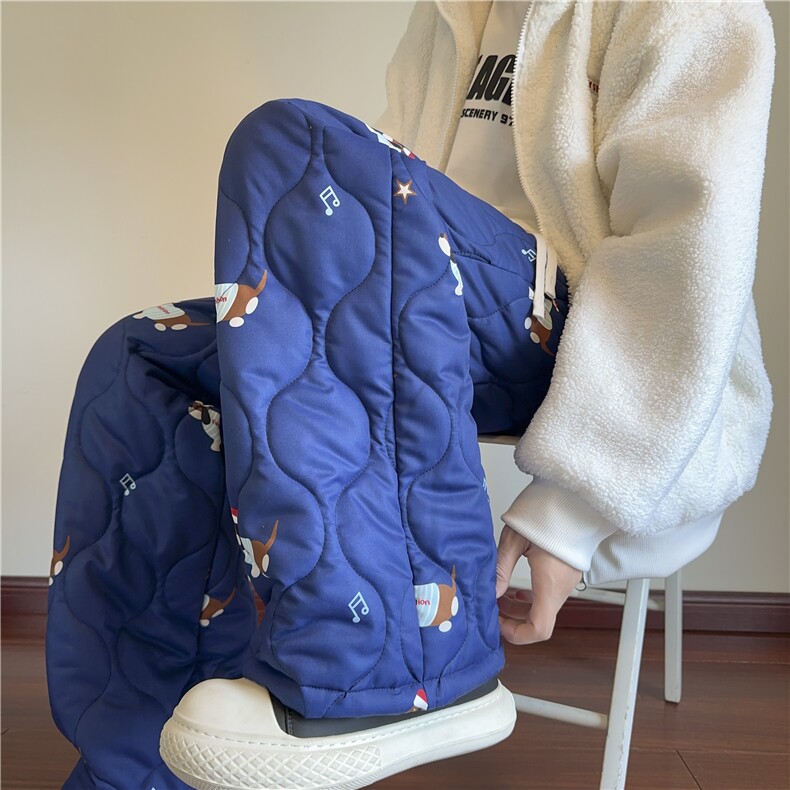 抖音品质冬季新款潮流满印小狗宽松加厚棉裤B315-K882-特p45控88图片