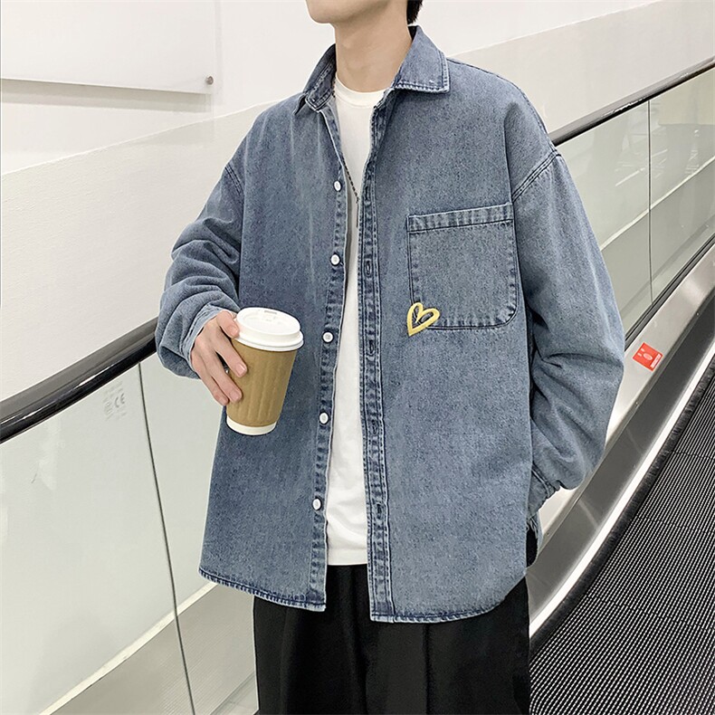 长袖牛仔衬衫男港风日系外套C6101P47，男装衬衫，星座1116-2