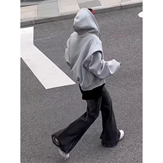 2025简约假两件连帽层领立体垫肩长袖男街头休闲垂感老钱风卫衣，男装卫衣，星座506A