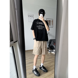 8XL-M 特大码冰丝短裤男五分裤褶皱休闲裤工装中裤DK1504P45控68图片