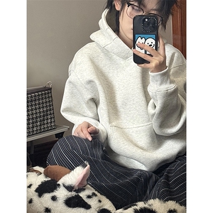 抖音得物高品质二开 秋冬美式高街重磅结构辑明线连帽卫衣外套W75图片