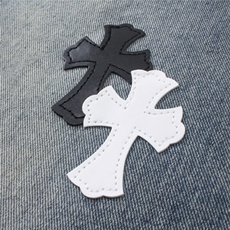 1506-1/KT9221/P61高品潮牌贴皮梵文十字架做旧水洗浅蓝牛仔裤，男装牛仔裤，星座1506-1