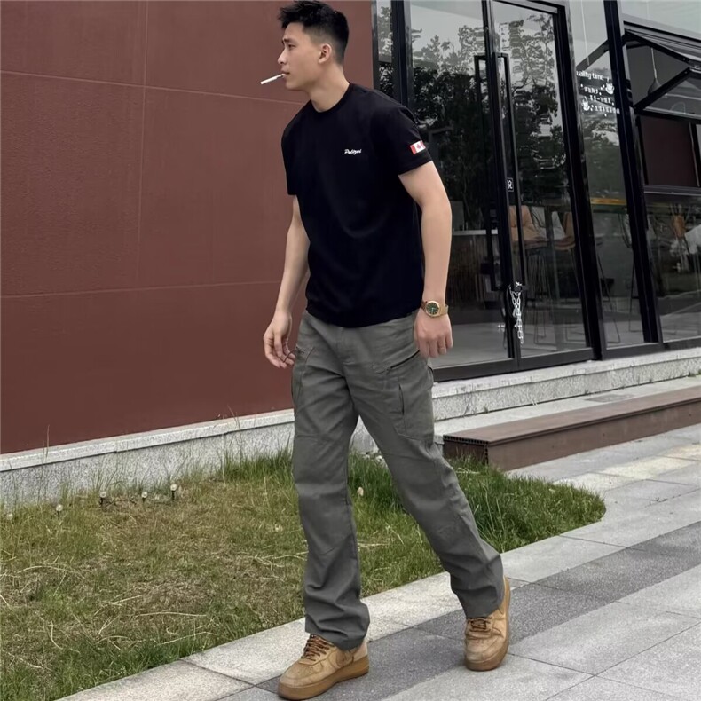 1506/QCK310/P50新款宽松休闲百搭裤子夏季薄款坠感阔腿拖地长裤,男装休闲裤,星座1506