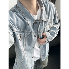 JK629-p70-限价98现货破洞港风大码肥仔牛仔外套ins宽松夹克，男装工装外套，星座116