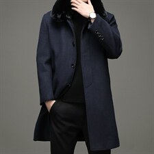 羊毛呢外套男士秋冬长款内胆可脱卸风衣休闲呢子大衣ZG2815-P315图片
