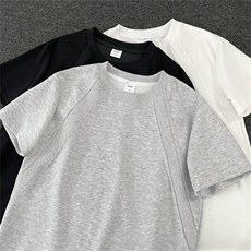 美式夏季潮牌简单t恤男款重圆领短袖小众半袖宽松上衣T0173-P35，男装T恤，星座308B-1