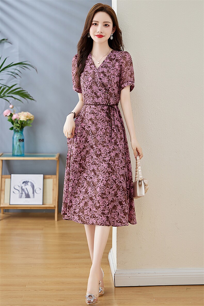 《现货新品》多色可选气质舒适印花连衣裙,女装连衣裙,魅丽静蓝
