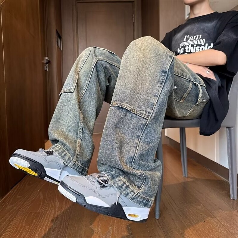 D219A/5523/P55设计感牛仔裤男港风A，男装牛仔裤，电商D256A(原B258A)