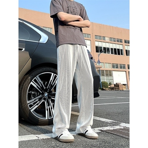 A178 XK458 新款夏季薄款男直筒长裤冰丝休闲宽松垂感阔腿卫裤图片