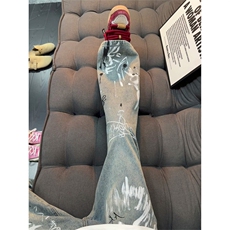 美式泼墨涂鸦风牛仔裤男女春秋潮牌痞帅做旧水洗裤ST1732P47，男装牛仔裤，星座1112-1