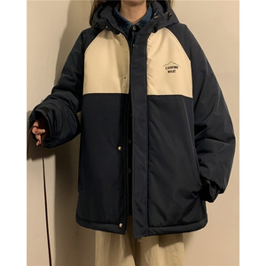 中性 2025年冬季港风拼接棉衣美式宽松情侣棉服外套23012M-特P100图片