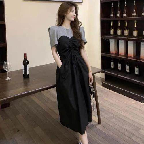 夏装新款抽绳韩版连衣裙，女装连衣裙，尚+