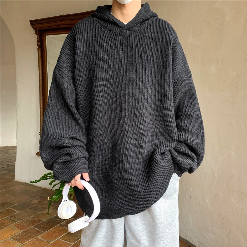 现货加厚重磅带帽毛衣慵懒风开叉针织衫M5306-p65控98,男装针织衫/毛衣,星座1212