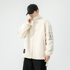 羊羔毛加厚夹克男休闲连帽潮牌情侣外套M03-P115，男装棉衣，星座308B-2
