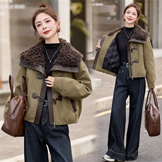 工装大翻领短款羽绒服女2025冬季新款加厚保暖派克服外套，女装羽绒服，沁沁公主