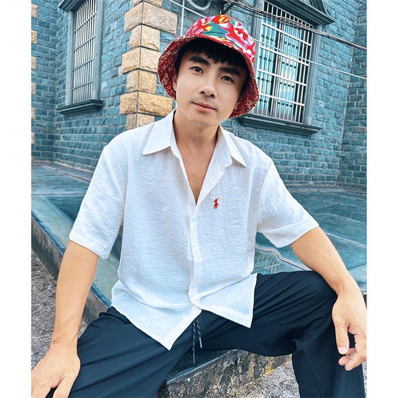 DC02男士短袖棉麻亚麻衬衫透气舒适面料凉爽透气衬衣慵懒风学院风,男装T恤,星座115A-2