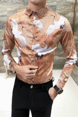 2021春款男个性数码印花衬衫英伦风修身夜店工作服长袖W313，男装衬衫，星座419（原A233）