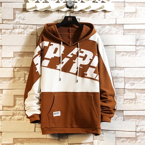 外贸跨境7XL-M加肥加大码连帽卫衣男春秋新款胖子宽松卫衣套头图片