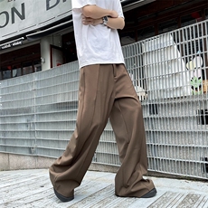 潮美式复古日系垂坠感抽褶小众拼接设计感阔腿裤拖地堆叠西裤，男装西裤，星座505-2（原电商A260-1)