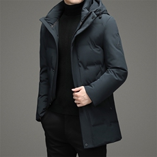 冬款御寒白鸭绒羽绒服中长款时尚保暖潮服连帽商务高级外套男，男装羽绒服，钱塘6003（原4033）