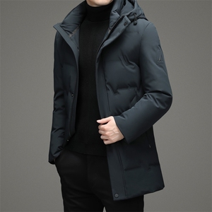 冬款御寒白鸭绒羽绒服中长款时尚保暖潮服连帽商务高级外套男图片