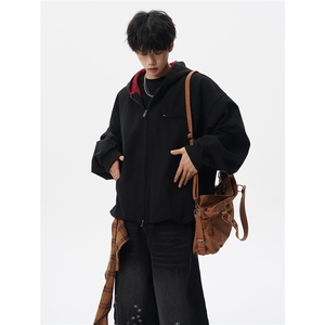 8XL-M 美式复古撞色连帽水洗夹克男高级感做旧情侣外套JK1327P88图片