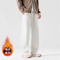 加绒加厚裤子男士韩版秋冬季新款直筒休闲裤宽松潮流弯刀运动卫裤，男装休闲裤，星座914