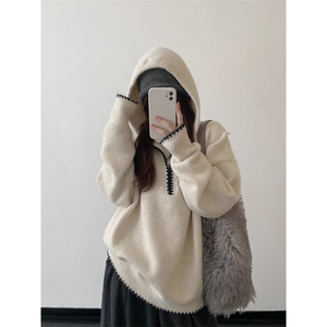 连帽毛衣女秋冬季穿搭慵懒高级感长袖上衣针织衫MY09588-P65图片
