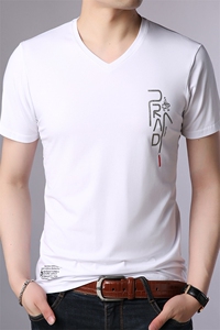 G6821 2021夏季新款T恤衫男短袖V领图片