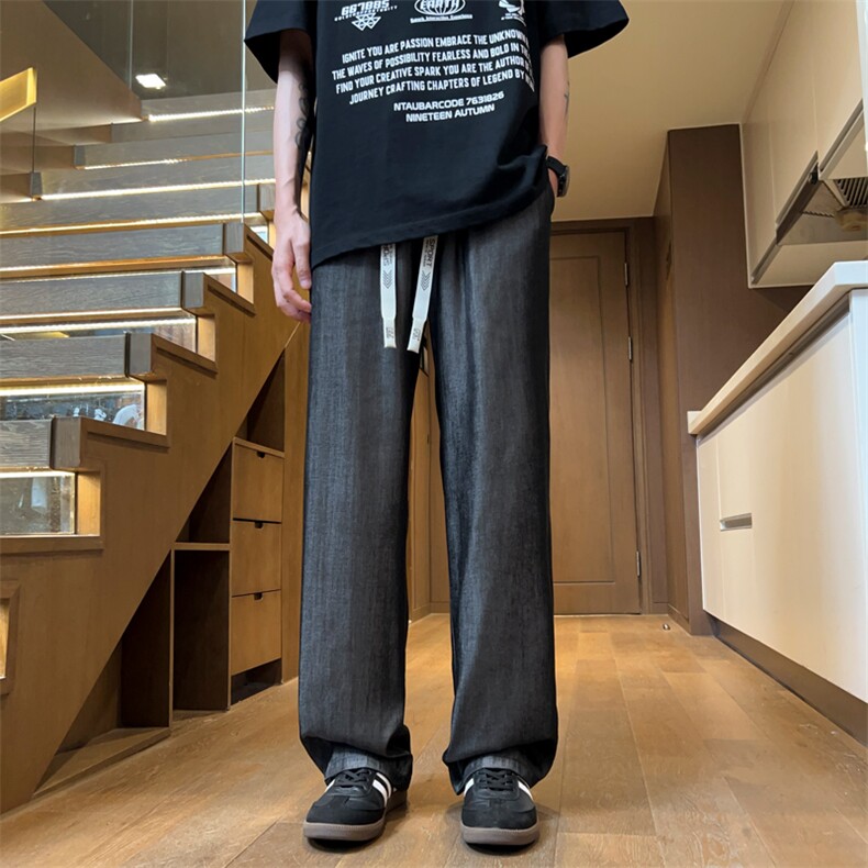 量大优供视频激光拖地直筒冰丝裤XH66-特P30,男装休闲裤,电商B367
