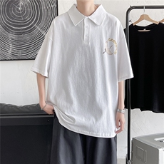 港风polo衫休闲潮大码情侣男女风翻领短袖T恤DP7022P35控，男装Polo衫，星座227-7