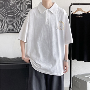 港风polo衫休闲潮大码情侣男女风翻领短袖T恤DP7022P35控图片