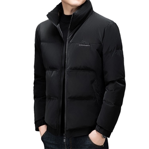 加厚面包服立领羽绒服男短款2026冬季新款中年加厚纯色白鸭绒外套图片