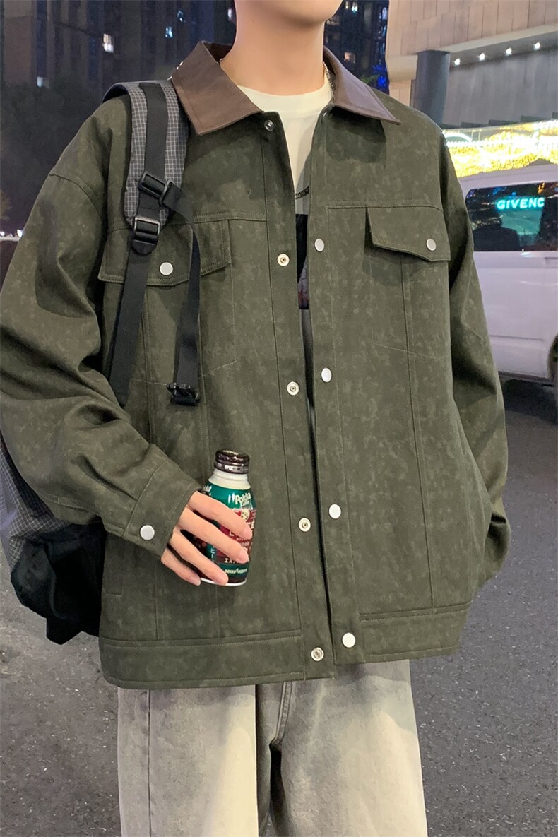 初春新款休闲夹克美式棒球服宽松百搭翻领上衣A406JK3508特P85,男装夹克,星座309（原A406）
