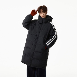 中长款羽绒服90绒条纹情侣羽绒连帽过膝外套  D5580-TP235328图片
