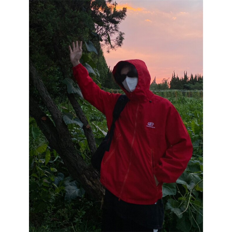 美式户外山系机能连帽红色冲锋衣男女夹克外套W30113-P65,男装夹克,星座1007（原301D）