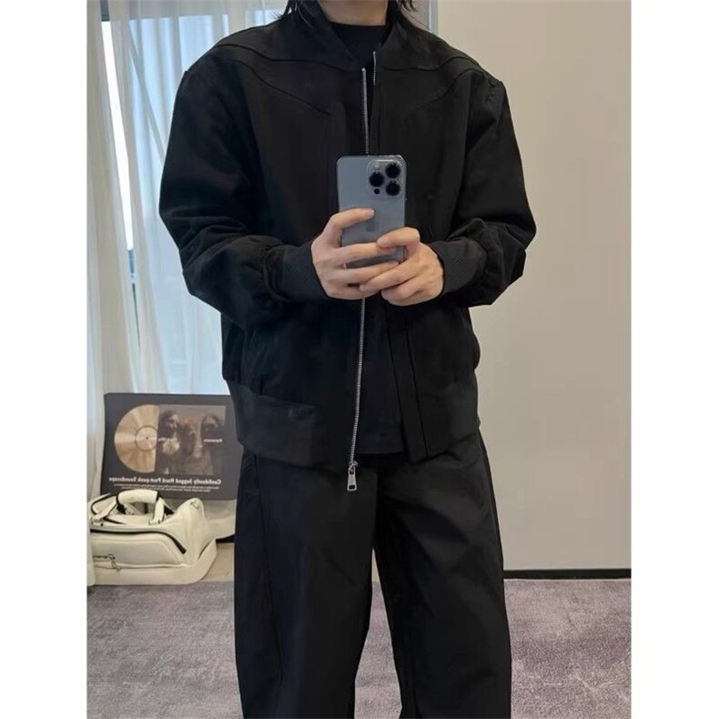 网图黑色夹克秋季重磅cleanfit设计感潮流解构剪裁310A-2517-P39,男装夹克,四季星座310A