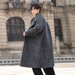 马海毛双面绵羊毛呢大衣外套男中长款高级感宽松Y886-P650控1149图片