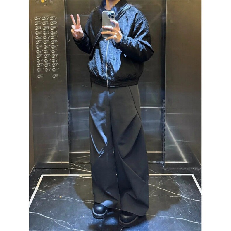 HR52LL-特P45cleanfit解构风西裤男垂坠感高级感裤子,男装休闲裤,星座1007（原301D）