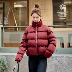 短款羽绒服女2024冬季新款小个子独特减龄漂亮洋气红色立领面包服，女装羽绒服，火爆靓佳人