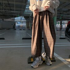 夏季新款休闲裤男韩版宽松清凉格子抽绳束脚大码运动裤8011-P45，男装休闲裤，电商A059