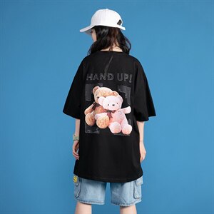 夏季可爱小熊印花中性风四色宽松T恤 A071-5505-P25（控38）图片
