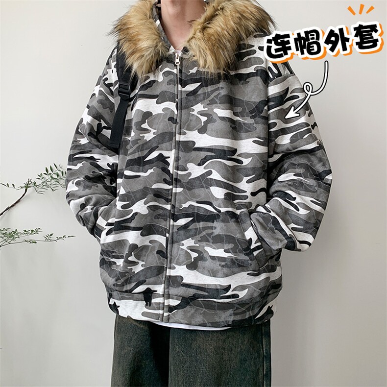 2025迷彩可拆卸毛领工装夹克外套加绒加厚保暖防风外套WT3462-P80图片