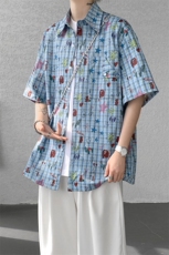 CS1141-特P35控68花衬衫男短袖夏季休闲薄款冰丝半袖宽松大码，男装T恤，电商A059