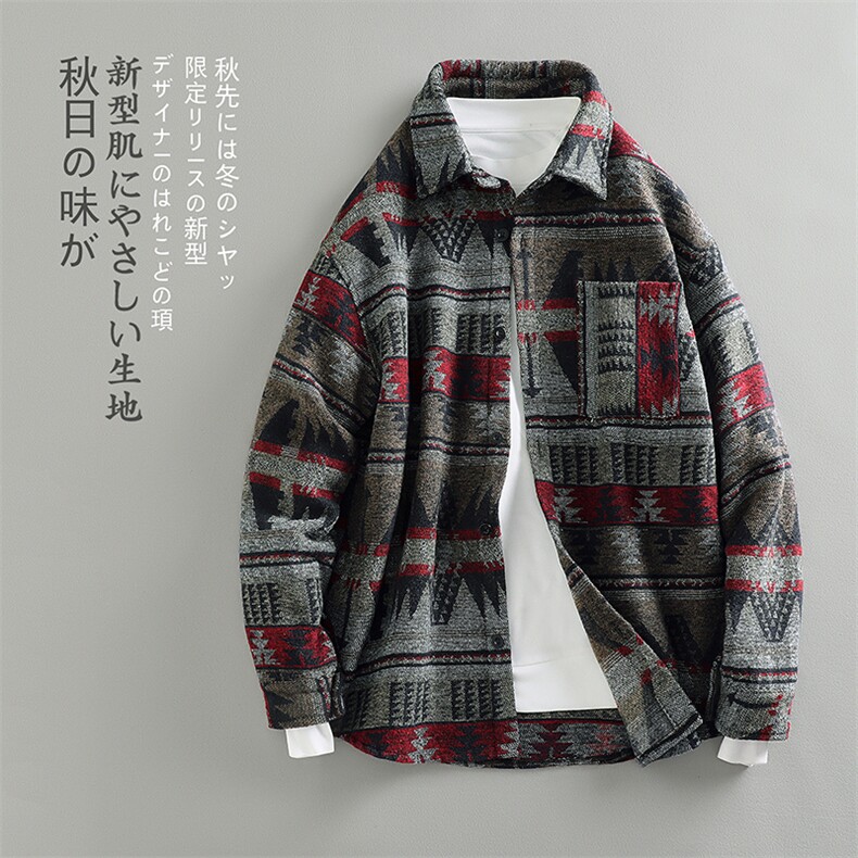 特P58无差价秋新毛呢复古民族风宽松男休闲大码呢料夹克外套J565,男装夹克,电商A082