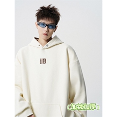 D309B-CC12-P60加绒加厚刺绣连帽假两件卫衣，男装卫衣，电商D309B