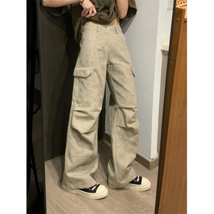 复古多口袋水洗休闲裤男款宽松直筒休闲纯棉面料工装长裤 K616图片