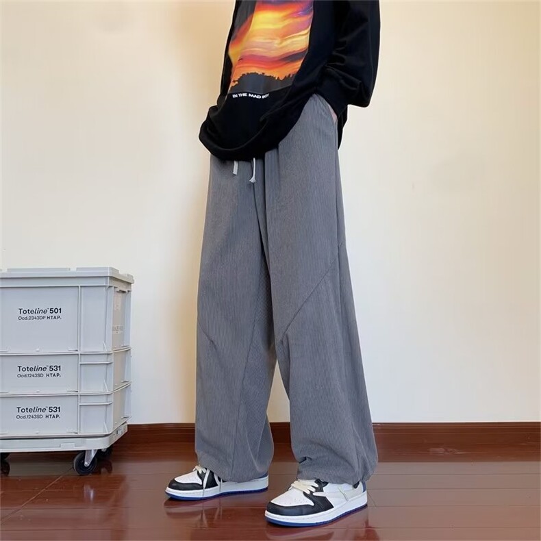 男港风休闲裤高质灯芯绒抽绳束脚卫裤K7071P36图片